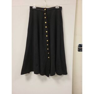 Act I Vintage Skirt Womens 10 Black Gold Button Front Acrylic Polyester Blend